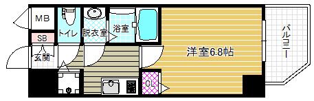レジデンス福島II(1K/7階)の間取り写真