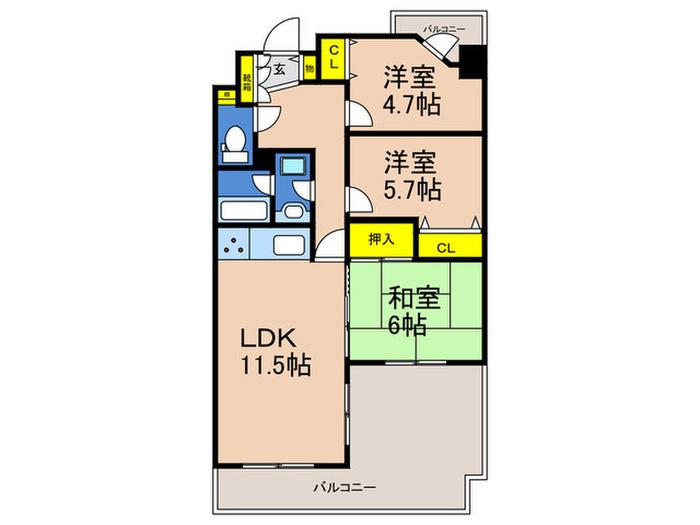 ミオス西灘(3LDK/14階)の間取り写真