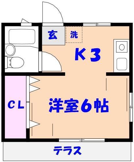ドミールシノダA(1K/1階)の間取り写真