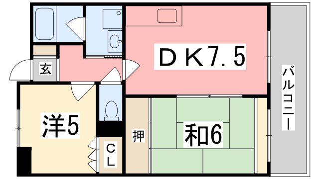 ラ・バレーヌ辻井(2DK/3階)の間取り写真
