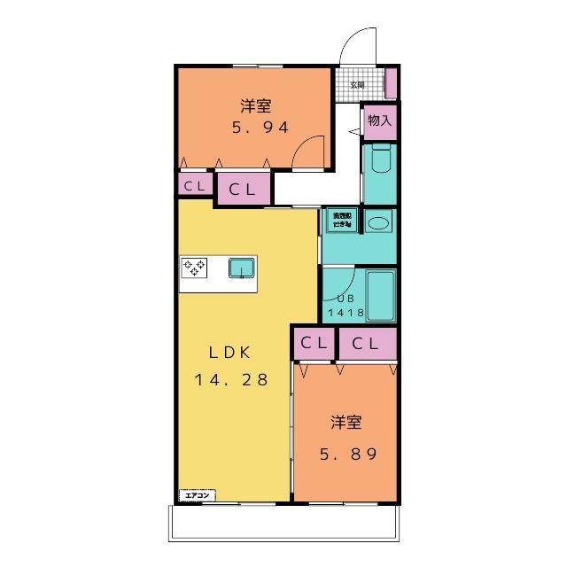 グランドゥール大岩(2LDK/4階)の間取り写真