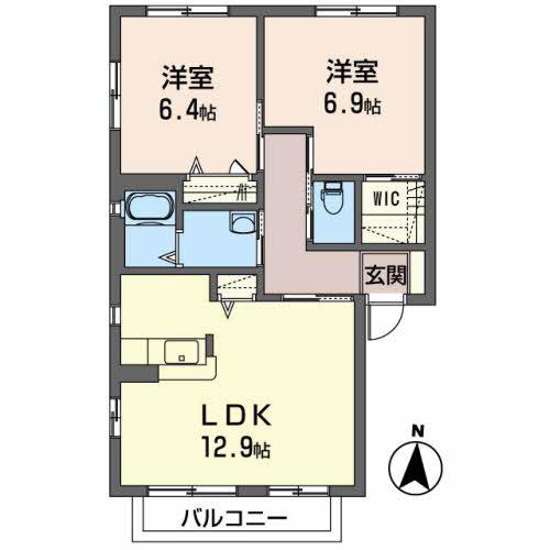エタンアルブルB(2LDK/2階)の間取り写真