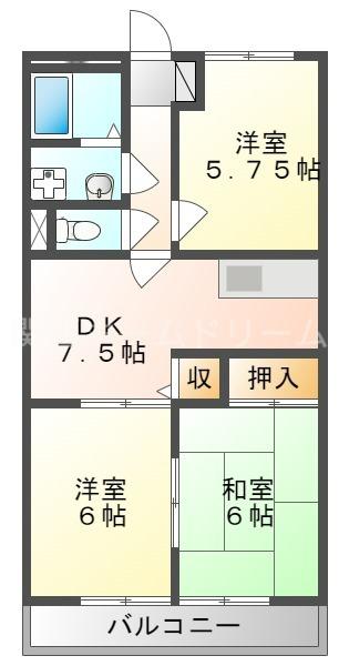 エスポワールII(3DK/1階)の間取り写真