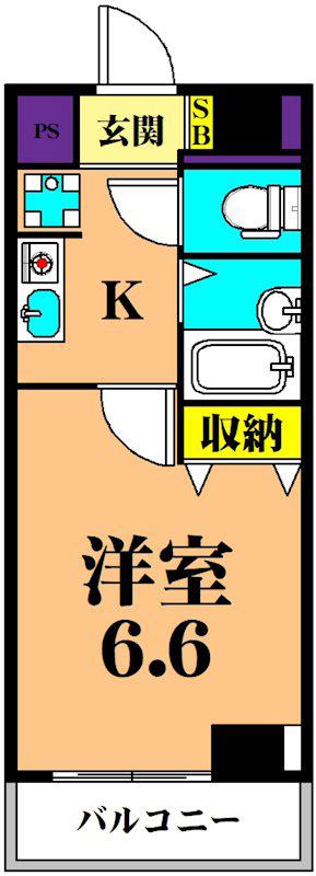 エアリーゼームス坂(1K/2階)の間取り写真