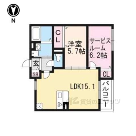 シンフォニーアミゾント夕顔(2LDK/4階)の間取り写真