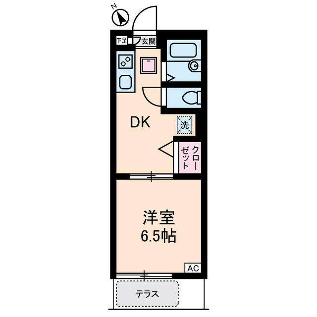ベルテ中目黒(1DK/1階)の間取り写真