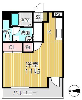 ケイズコート2(1K/5階)の間取り写真