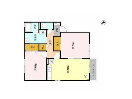 レジオン II(2LDK/1階)の間取り写真