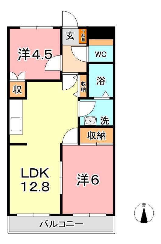 ファミーユスィス(2LDK/2階)の間取り写真