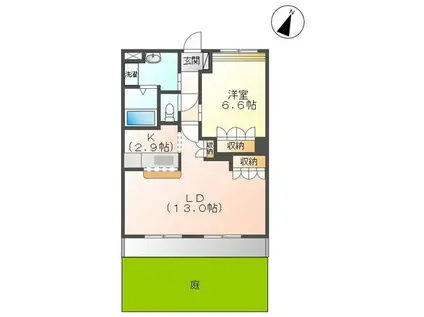 ルミナスハイム(1LDK/1階)の間取り写真