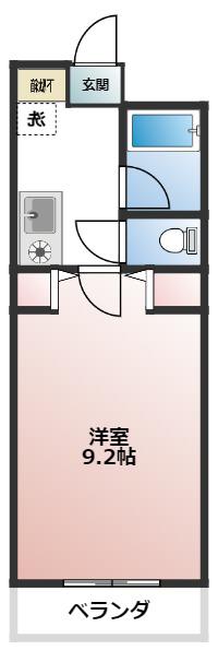 OSTクレスタ(1K/4階)の間取り写真