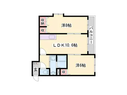 ＪＲ加古川線 新西脇駅 徒歩8分 2階建 築21年(2LDK/2階)の間取り写真