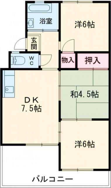 六軒屋農住団地コーポ松栄(3DK/2階)の間取り写真