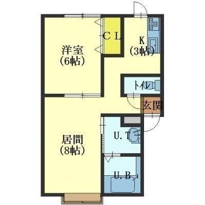 レモンハイツ山の手(1LDK/2階)の間取り写真