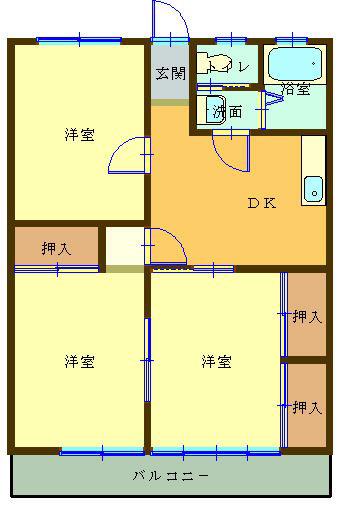 コーポ山形(3DK/2階)の間取り写真