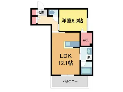 フォレスト香櫨園(1LDK/1階)の間取り写真