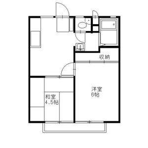 菊地ハイツB(2DK/2階)の間取り写真