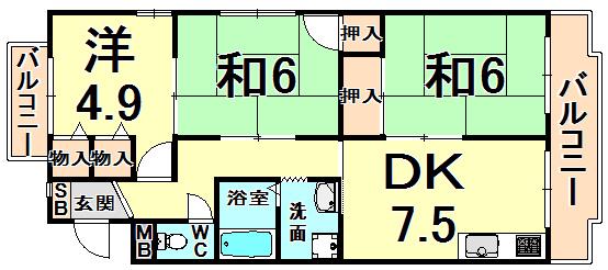 平成ハイツ(3DK/3階)の間取り写真