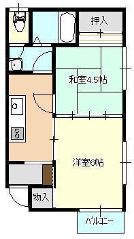 グリンヒル小針(2K/2階)の間取り写真