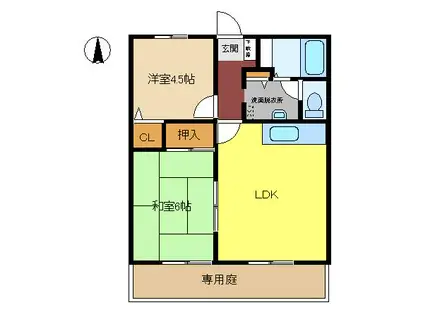 クレール香呂(2LDK/2階)の間取り写真