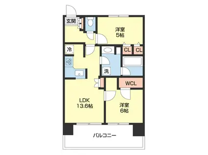 ユニ・アルス吹上プレジオ(2LDK/5階)の間取り写真