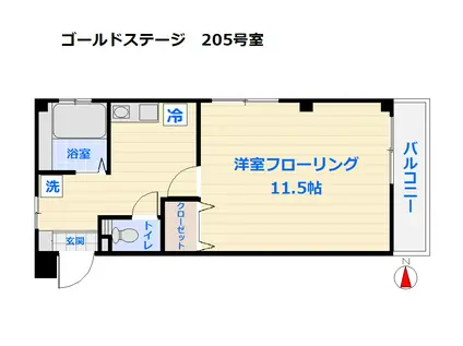 ゴールドステージ(1K/2階)の間取り写真