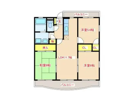 SKシャルマン(3LDK/1階)の間取り写真