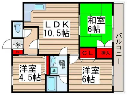 アバンデール四季野(3LDK/2階)の間取り写真