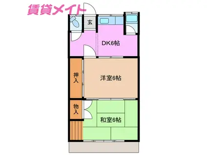 松岡田端アパート(2DK/1階)の間取り写真