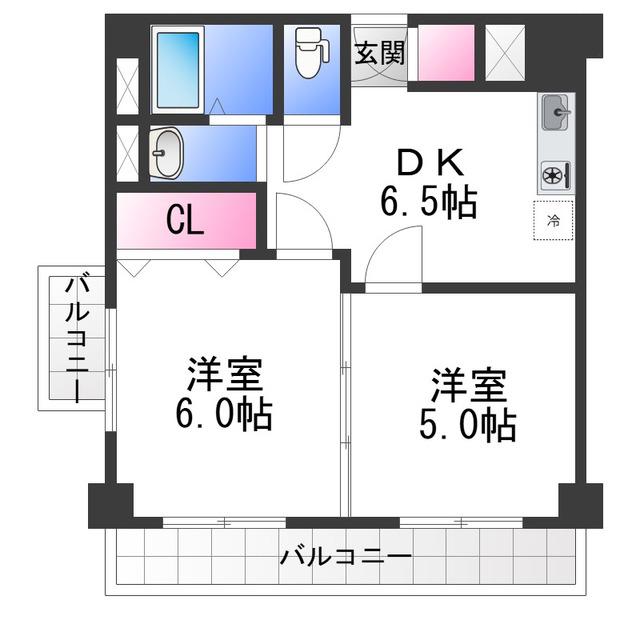 セジュール水賀池(2DK/3階)の間取り写真