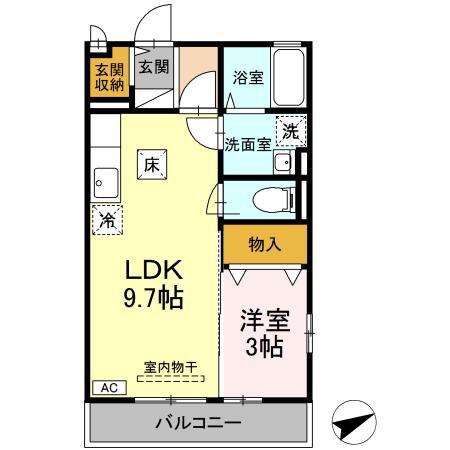山手ヒルズ 壱番館(1LDK/1階)の間取り写真