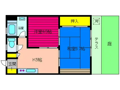 サンシモヤマ(2K/1階)の間取り写真