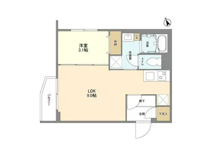 ウェルスクエア馬込II(1LDK/3階)の間取り写真