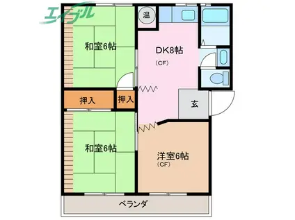 大西マンション(3LDK/2階)の間取り写真