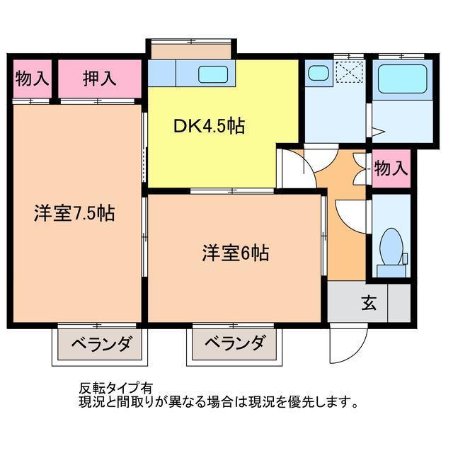 レジデンス・ナカジマ(2DK/1階)の間取り写真