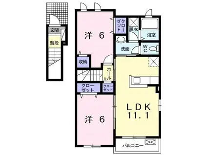 ジョージ・ケイ(2LDK/2階)の間取り写真