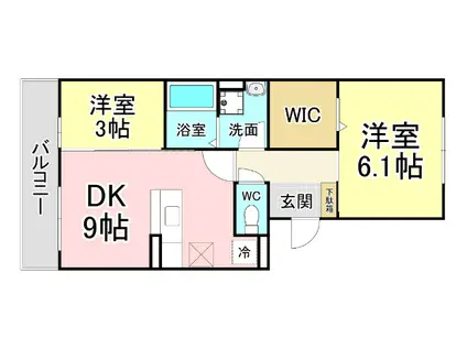 ボヌールチヒロ(2DK/3階)の間取り写真