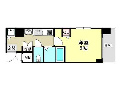 プレサンス三宮東アルバーナ(1K/2階)の間取り写真