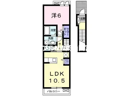 トゥルーハートI(1LDK/2階)の間取り写真