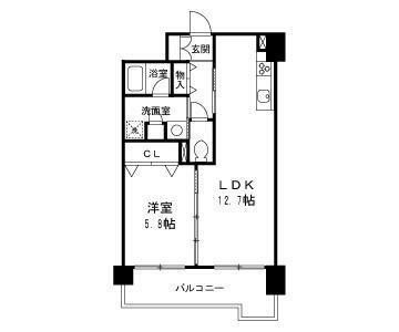 グランディールNAMBA(1LDK/9階)の間取り写真