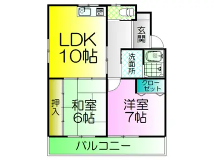 たくわ壱番館(2DK/4階)の間取り写真
