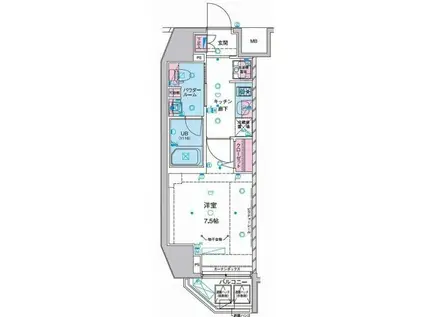 ジェノヴィア麻布十番グリーンヴェール(1K/3階)の間取り写真