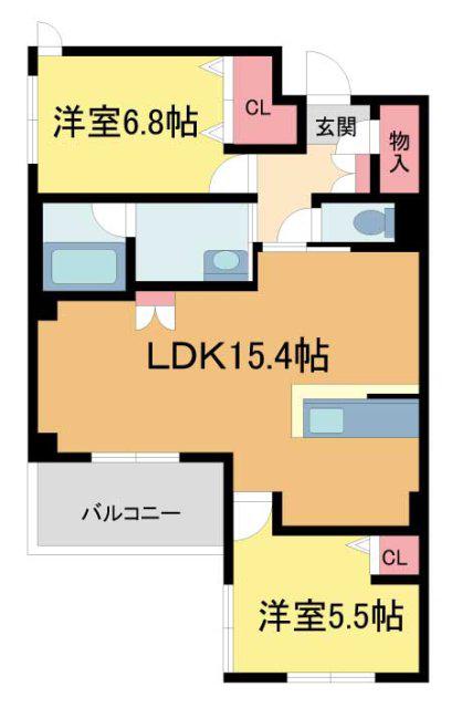 グランメゾン本山(2LDK/2階)の間取り写真