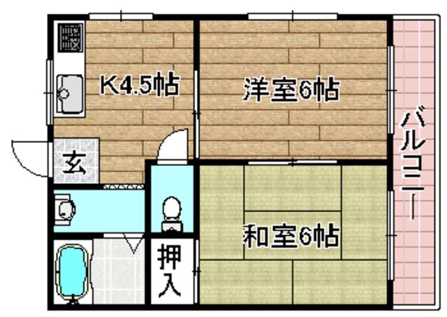 ピュアハイツ(2DK/2階)の間取り写真