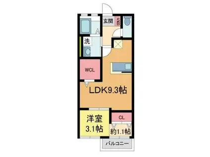 プレジール山本(1LDK/1階)の間取り写真