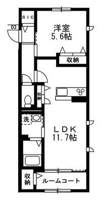 メゾン・ヴォワル(1LDK/1階)の間取り写真