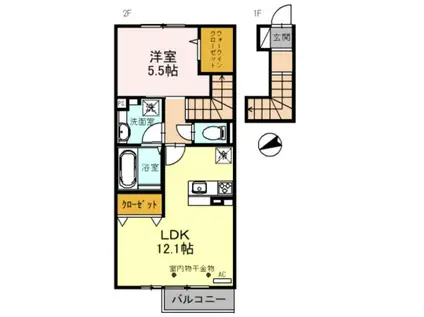 グランドコート東富山(1LDK/1階)の間取り写真