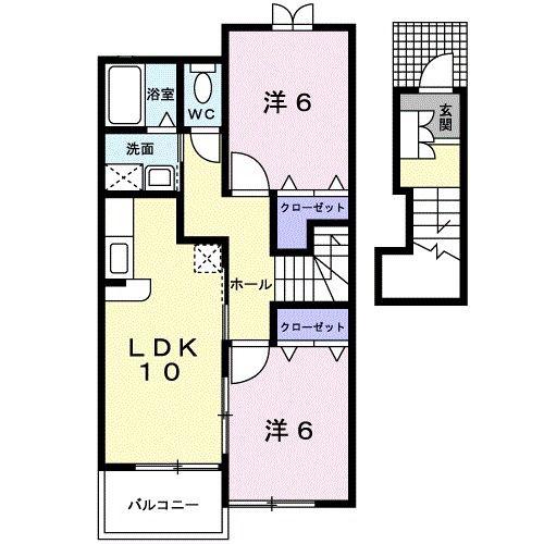 サン・ホーム誠和I(2LDK/2階)の間取り写真