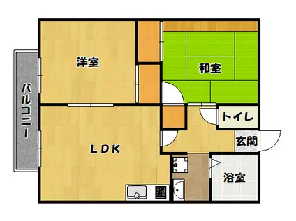 ガーデン大黒(2LDK/1階)の間取り写真