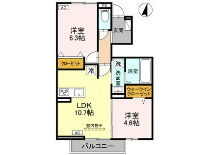 ブレイブコート(2LDK/1階)の間取り写真